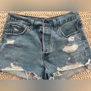 Levi's Blue Distressed Jean Shorts